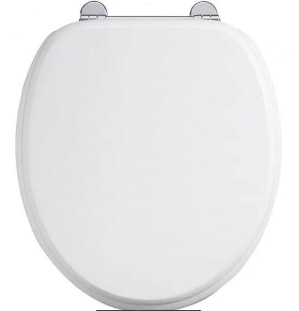 Burlington Soft Close Gloss White Toilet Seat, Chrome Hinges, S18 DNA